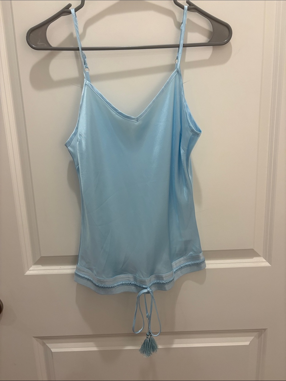 SHUG Light Blue Satin Camisole with Tassel Drawstring Size M Original Price $225